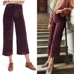NWT $110 Madewell Velvet Cropped Pants Sz 26